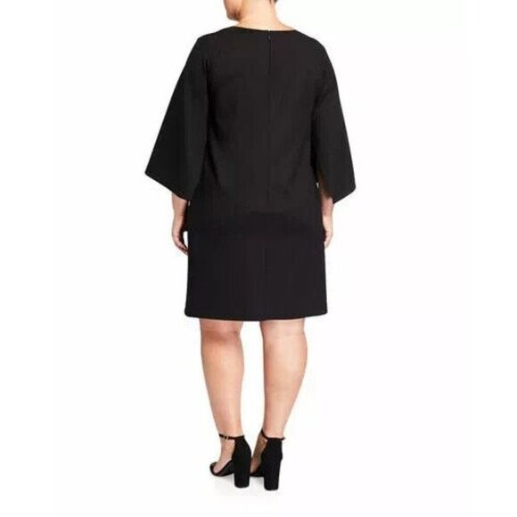 Lafayette 148 New York  Black Split-Sleeve Shift Dress Size Large - Picture 2 of 8